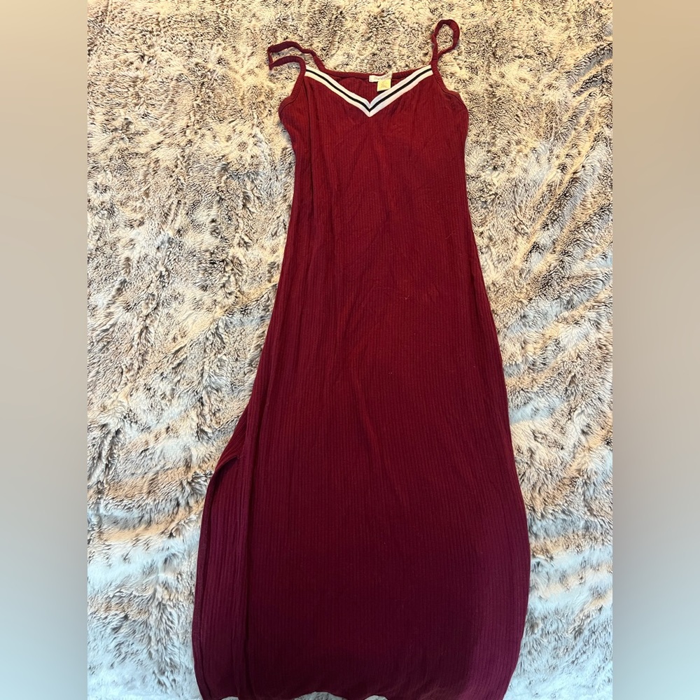 dark red dress with a side slit size s